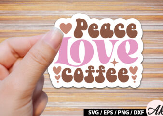 Peace love coffee Retro Sticker