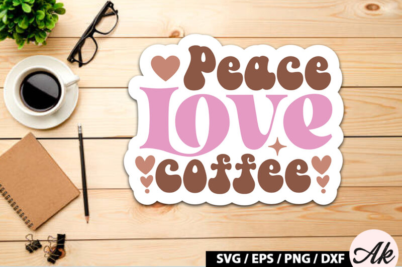 Peace love coffee Retro Sticker