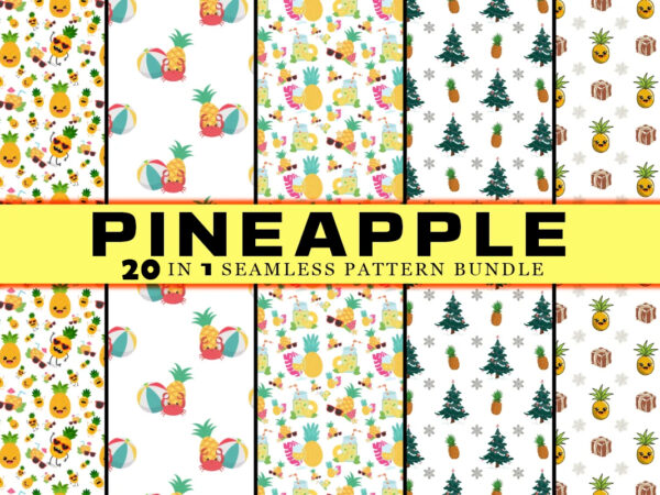 Funny summer 20 pineapple seamless pattern bundle t shirt graphic design Funny summer 20 pineapple seamless pattern bundle t shirt graphic design