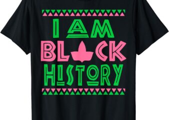 Pretty cute pink-green i am black history aka funny t-shirt