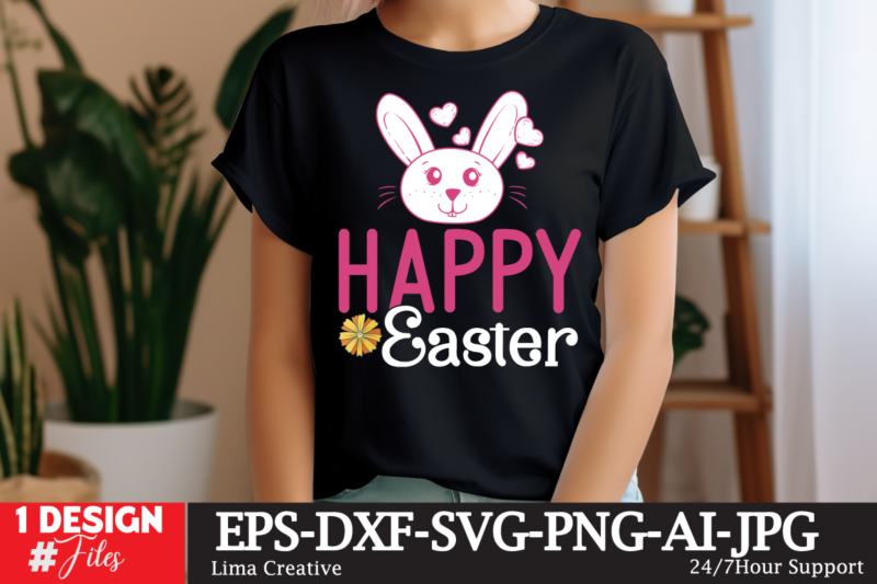 Happy EAster SVG Cut File, Happy easter SVG PNG, Easter Bunny Svg, Kids Easter Svg, Easter Shirt Svg, Easter Teacher Svg, Bunny Svg, svg fil