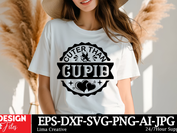 Cuter than cupid round sign svg ,valentine welcome sign bundle, door hanger svg, valentines day svg, hearts, love png, glowforge, valentine t shirt vector file