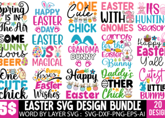 Easter T-shirt DEsign BUndle, T-shirt Design, Happy Easter SVG PNG, Easter Bunny Svg, Kids Easter Svg, Easter Shirt Svg, Easter Svg, Easter