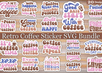 Retro Coffee Sticker SVG Bundle