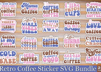 Retro Coffee Sticker SVG Bundle