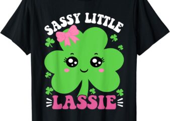 Retro Cute St Patricks Day Sassy Little Lassie Girls Kids T-Shirt