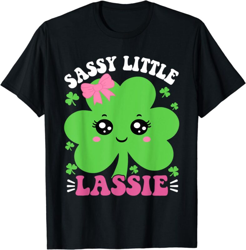 Retro Cute St Patricks Day Sassy Little Lassie Girls Kids T-Shirt
