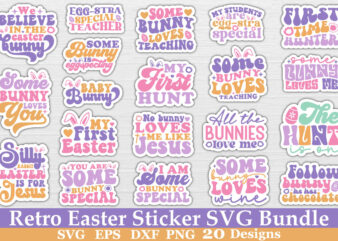 Retro Easter Sticker SVG Bundle