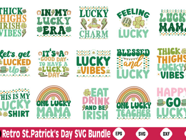 Happy st.patrick’s day sublimation bundle, st.patrick’s day sublimation mega bundle , st. patrick’s day png, lucky shamrock png, retro st. p graphic t shirt