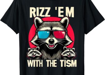 Rizz Em With The Tism Retro Vintage Raccoon Meme T-Shirt