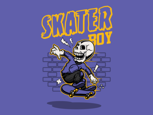 Skull skater boy t shirt template vector