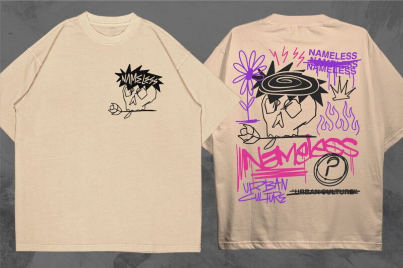 Most Trending Streetwear Mega Bundle, Graphic T shirt Vector, Y2k, Graffiti, Cyberpunk, Brutalism, Urban T-shirt Designs Commercial Use