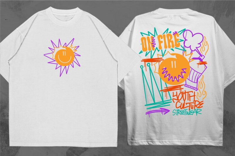 Most Trending Streetwear Mega Bundle, Graphic T shirt Vector, Y2k, Graffiti, Cyberpunk, Brutalism, Urban T-shirt Designs Commercial Use