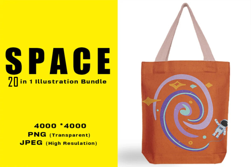 Space Illustration and Seamless Pattern Combo Bundle