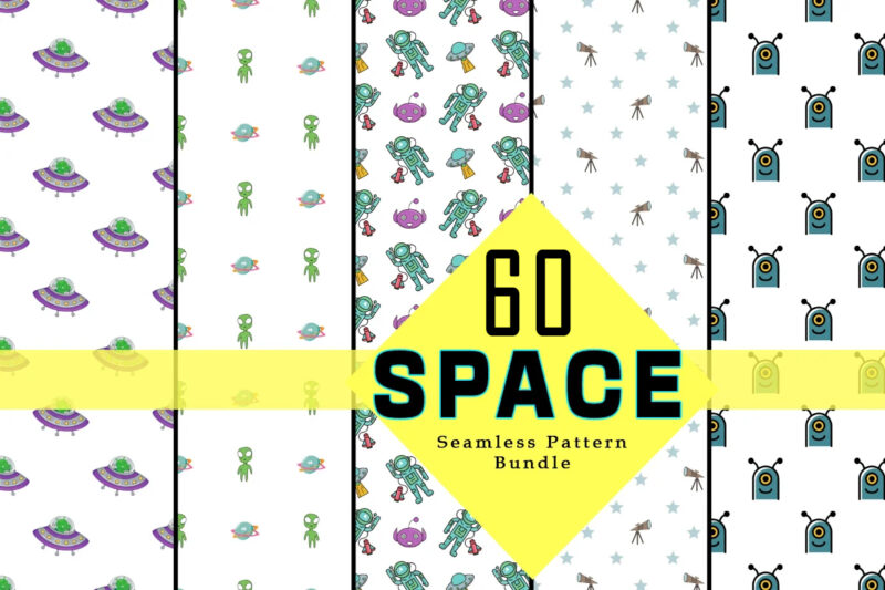 Space Illustration and Seamless Pattern Combo Bundle