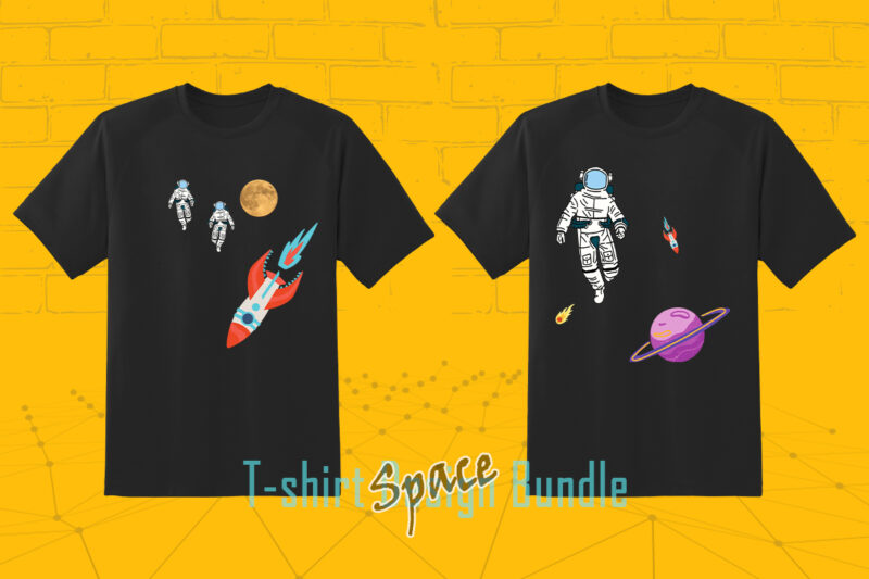 Space Illustration and Seamless Pattern Combo Bundle