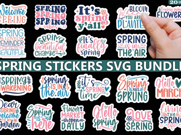 Spring sticker svg bundle t shirt template vector