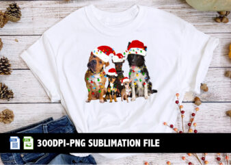 Merry Christmas, Dog Christmas Sublimation T-shirt Design Print Template