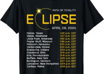 Totality Path 2024 Eclipse Map Total Eclipse Astronomy T-Shirt