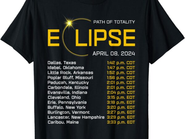 Totality path 2024 eclipse map total eclipse astronomy t-shirt