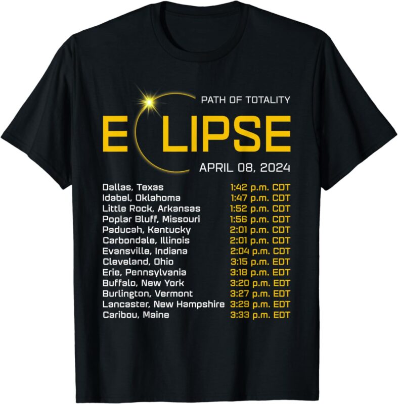 Totality Path 2024 Eclipse Map Total Eclipse Astronomy T-Shirt