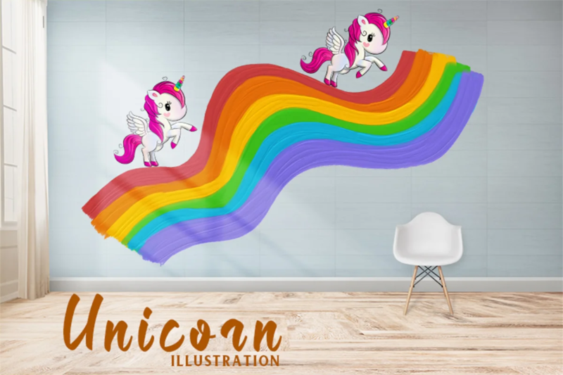 Unicorn Illustration and Seamless Pattern Combo Bundle