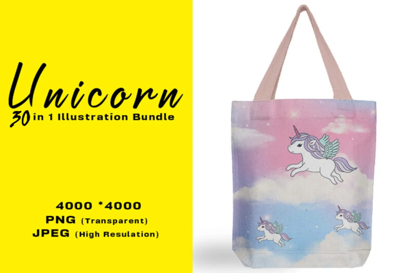 Unicorn Illustration and Seamless Pattern Combo Bundle