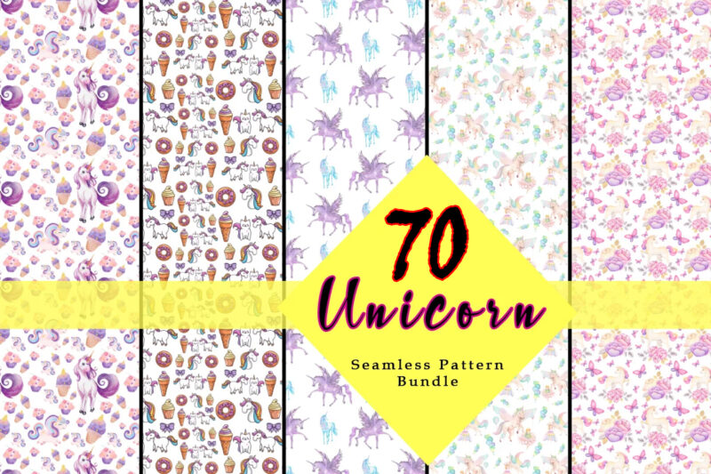 Unicorn Illustration and Seamless Pattern Combo Bundle