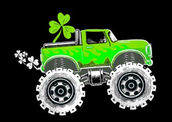 St Patrick’s Day Leprechaun Monster Truck Png, Truck Irish Png