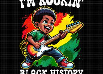 Black Afro Boy I’m Rockin’ Black History Month Guitarist Png, I’m Rockin’ Black History Png, Black History Afro Boy Png t shirt template