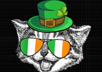 Cat Irish Flag St Patrick’s Day Ireland Png, Cat Irish Png, Cat Patrick Day Png t shirt vector file