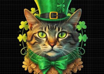Cat Shamrock St.Patricks Day Png, Cat Shamrock Png, Cat Patrick Day Png