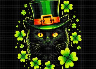 Patrick Day Cat Png, 3 Leaf Clover Png, Kitten Lover Irish Png, Cat Irish Png t shirt illustration