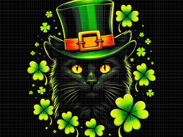 Patrick day cat png, 3 leaf clover png, kitten lover irish png, cat irish png t shirt illustration