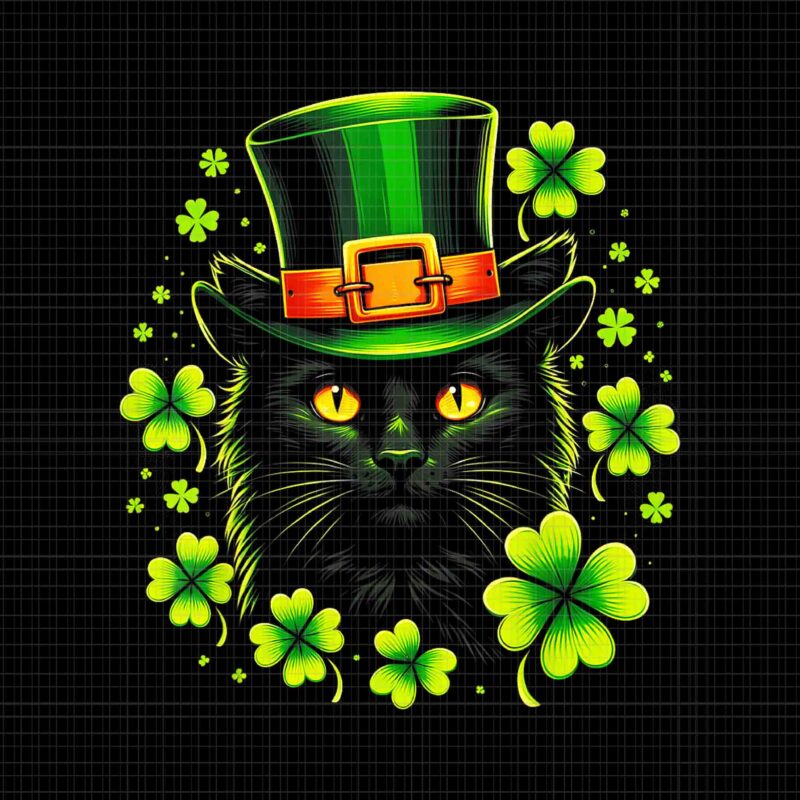 Patrick Day Cat Png, 3 Leaf Clover Png, Kitten Lover Irish Png, Cat Irish Png