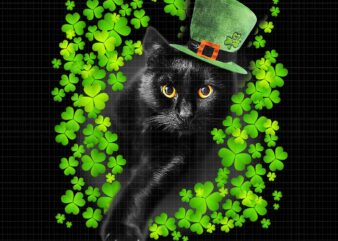 St Patrick Day Black Cat Png, Kitten Lover Irish Png, Cat Patrick Day Png, Kitten Patrick Day Png, Black Cat Shamrock Png