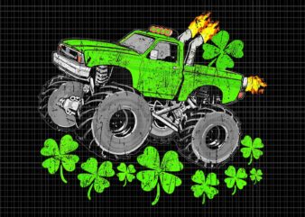 St Patricks Day Lucky Monster Truck Png, Truck Shamrock Png, Monster Irish Png t shirt template vector