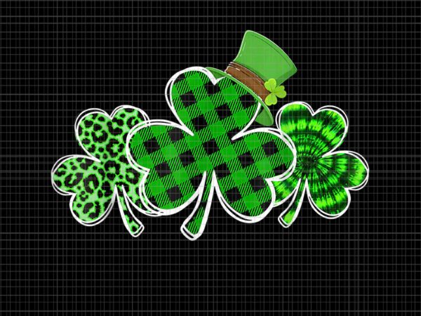 Three leopard and plaid shamrocks st patricks day png, shamrocks png, irish png t shirt designs for sale