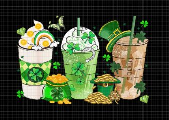 Ice coffee lover irish st patrick's day png, latte lucky coffee png, ice coffee shamrock png