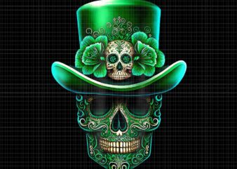 Sugar skull saint patrick's day of dead leprechaun png, skull irish png