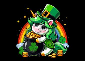 Unicorn St Patrick’s Day Shamrock Png, Unicorn Irish Lucky Shamrock Png