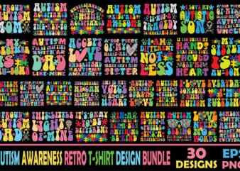 Autism awareness retro t-shirt designs bundle