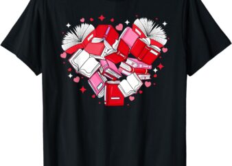 Valentine Book Lover Heart Shape Librarian Bookworm Costume T-Shirt