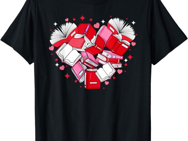 Valentine book lover heart shape librarian bookworm costume t-shirt