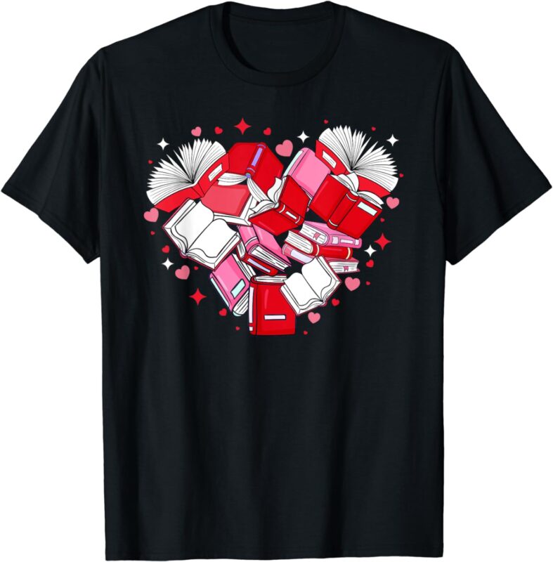 Valentine Book Lover Heart Shape Librarian Bookworm Costume T-Shirt