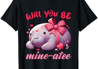 Valentine Manatee Cute Valentine’s Day Hearts T-Shirt