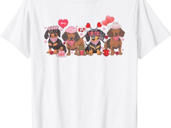 Women dachshund valentine’s day sausage dog bandana bib t-shirt