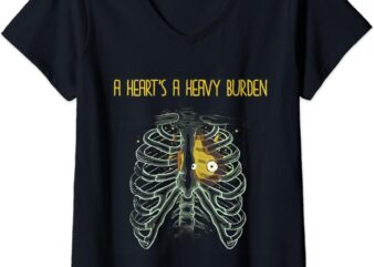 Womens A heart’s A Heavy Burden V-Neck T-Shirt