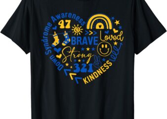 World Down Syndrome Day Awarenes 3.21 Blue And Yellow Heart T-Shirt