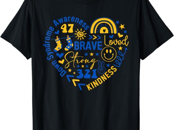 World down syndrome day awarenes 3.21 blue and yellow heart t-shirt